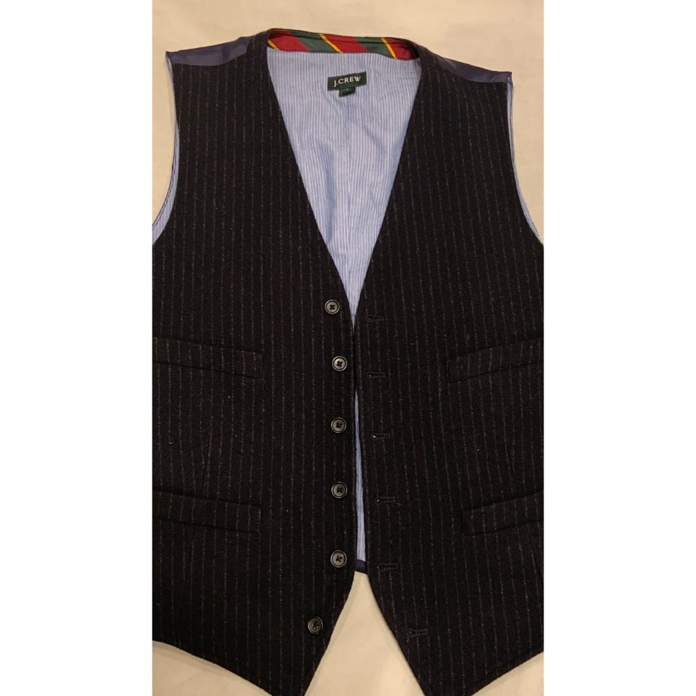 🔥J.Crew Valley Mills by Mallalieus  Men’s Vest Navy Blue Pinstripes